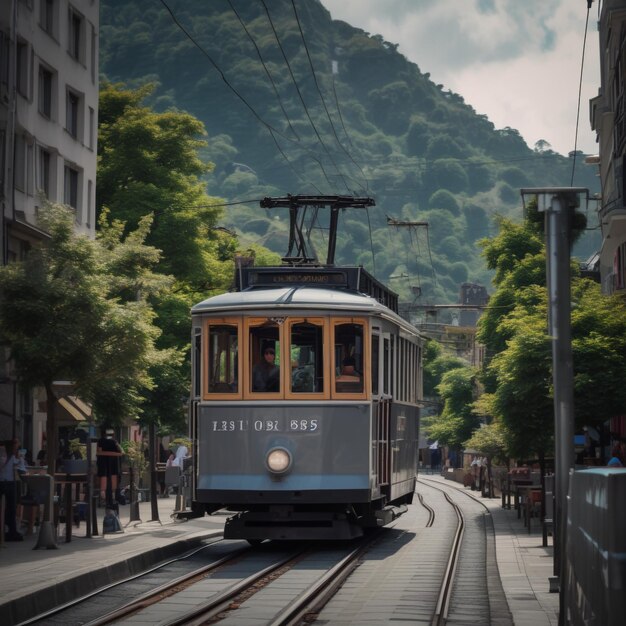 Grey cable car between