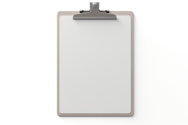 Grey clipboard white background absence paper