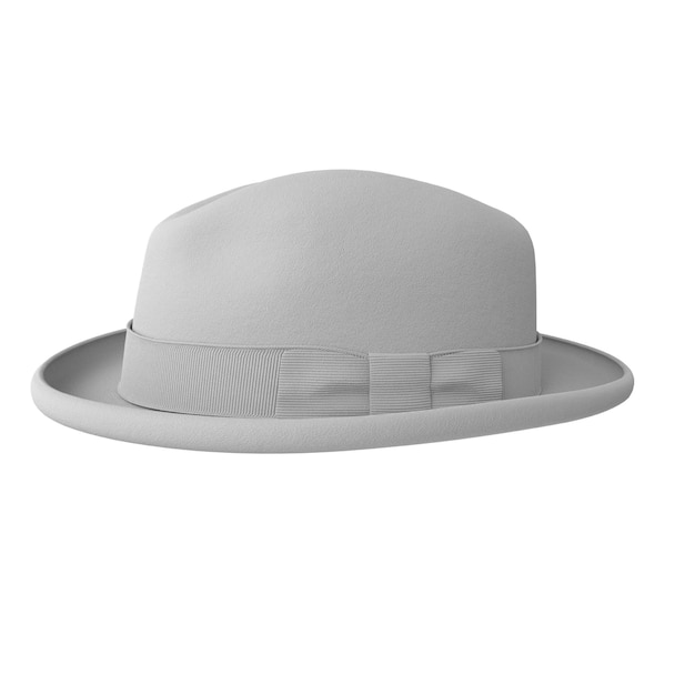 A grey hat with a small band that says'the hat is made of felt '