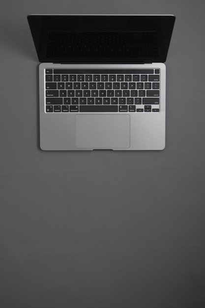 Grey laptop on Grey background