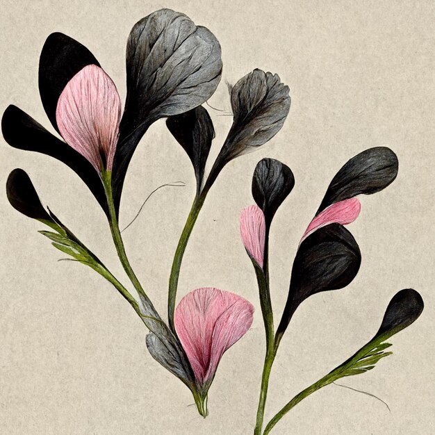 Photo grey and pink abstract flower illustration