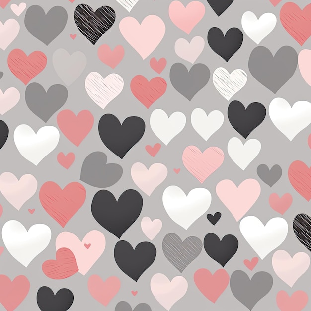 grey and pink hearts on a background in the style of stencil art