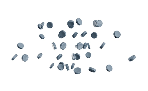 Grey Plastic pellets Falling on white Background Plastic granules Black plastic beads resin polymer