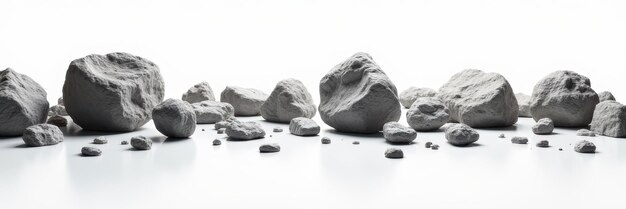 Photo grey rocks on white background