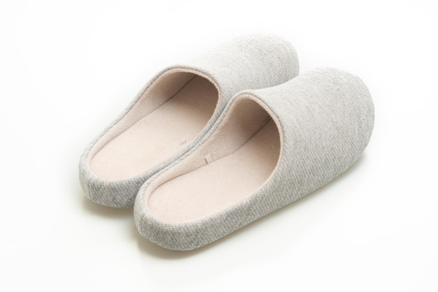 Grey slipper on white background