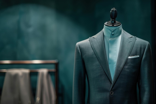 Grey Suit On Mannequin Displayed In Retail Store