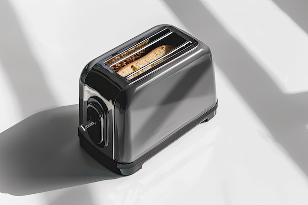 Photo grey toaster on white background with shadows