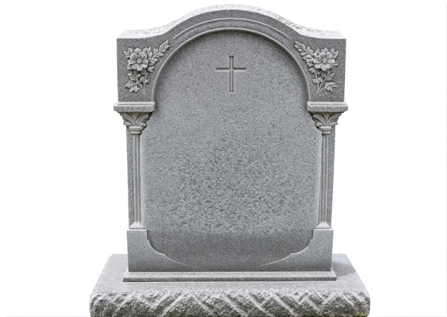 Photo grey tombstone gravestone on white background