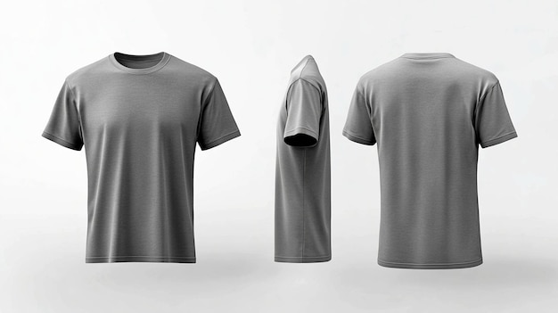 Photo grey tshirt mockup front and back views