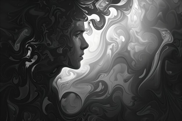 Photo grey wave woman background illustration