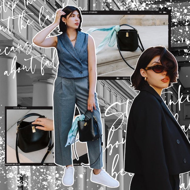 Photo grey and white modern fashion collage instagram post 1