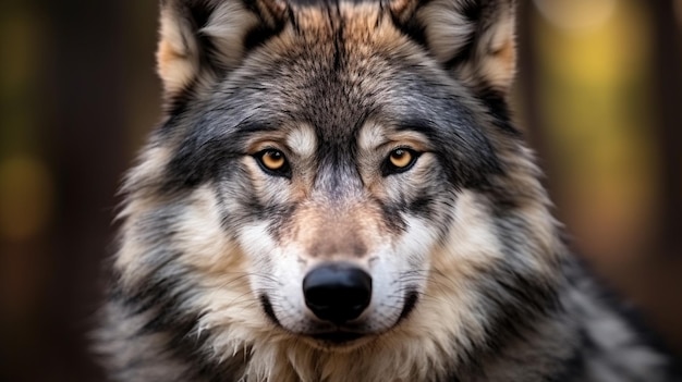 Grey Wolf Canis lupus Portrait captive animal AI Generative