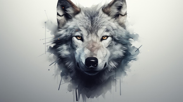 Grey Wolf Portrait with Ample CopySpace Capturing the Wild Essence