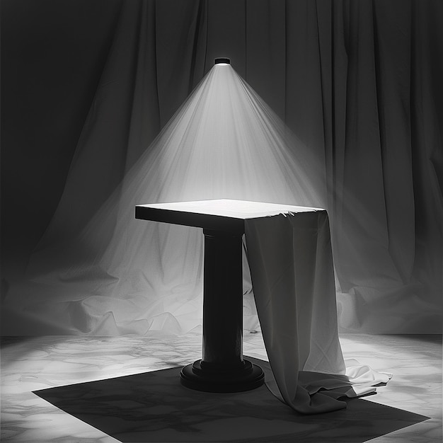 Photo greyscale high angle shot of a black ceramic teacup on a round wooden table