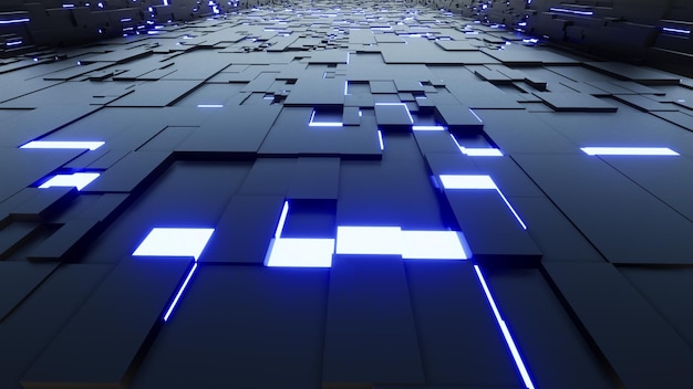 Grid Background Futuristic Electronic Technology Background concept 3d illustration