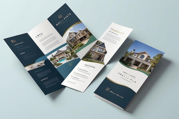 Photo grid elegant real estate trifold brochure template