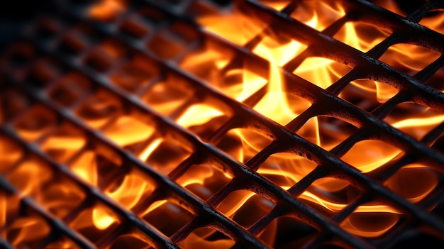 Grill background with hot fire