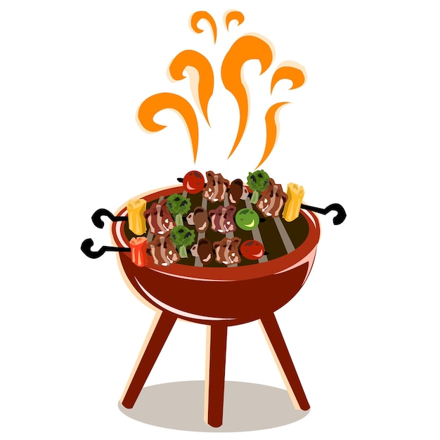 Grill Party Delight Tasty Barbecue Illustration