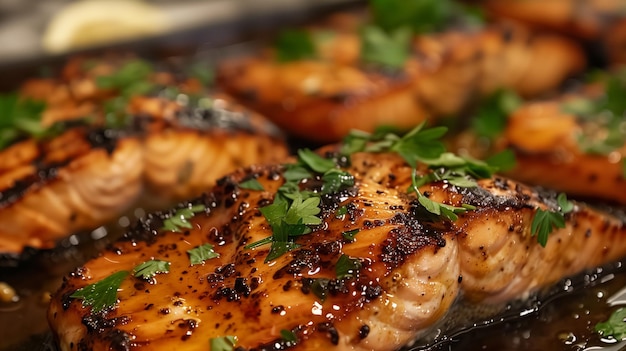 a grill with chicken and herbs on it