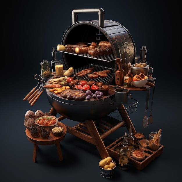 A grill with a variety of meats on it