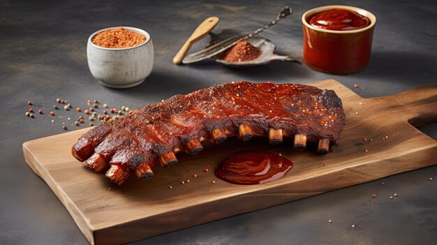 grilled barbecue pork ribs in a glossy sauce