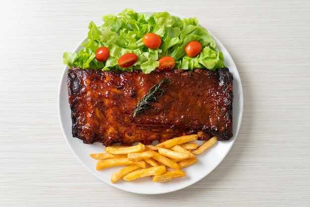 grilled and barbecue ribs pork with BBQ sauce