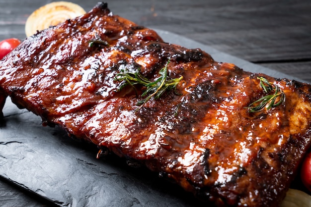 grilled barbecue ribs pork