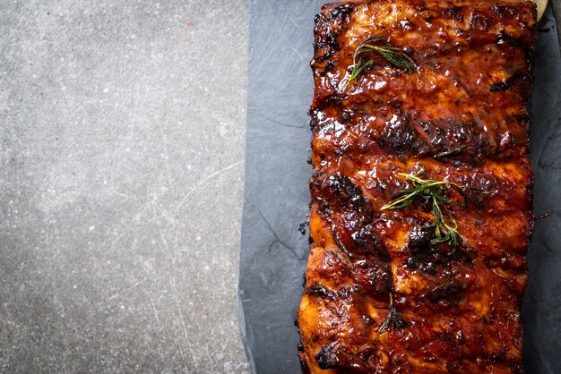 grilled and barbecue ribs pork