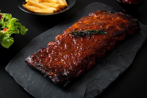 Grilled and barbecue ribs pork