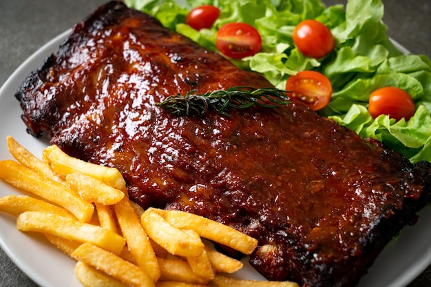 Grilled and barbecue ribs pork