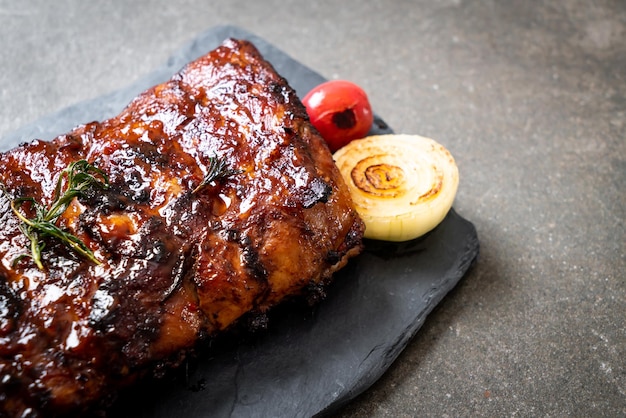 Grilled barbecue ribs pork