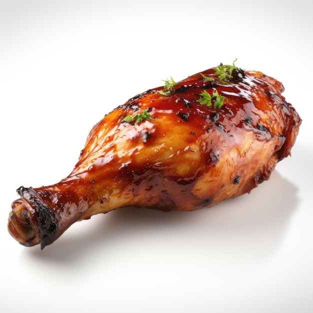 Grilled bbq chicken leg Isolated on white background