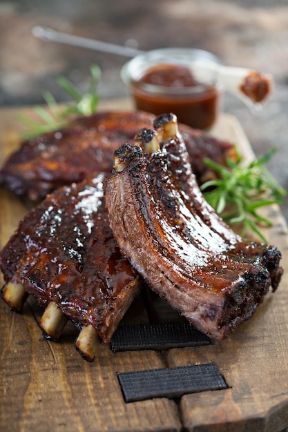 Grilled bbq ribs with sauce