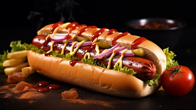 grilled beef hot dog with ketchup snack