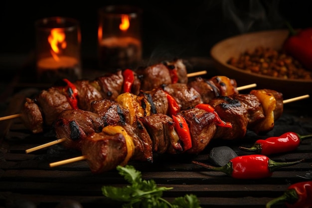 Grilled Beef Kababs on Skewers