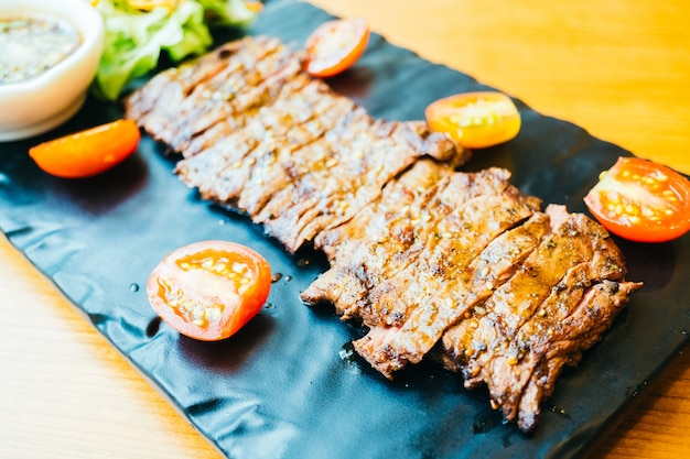 Grilled beef meat steak with vegetable