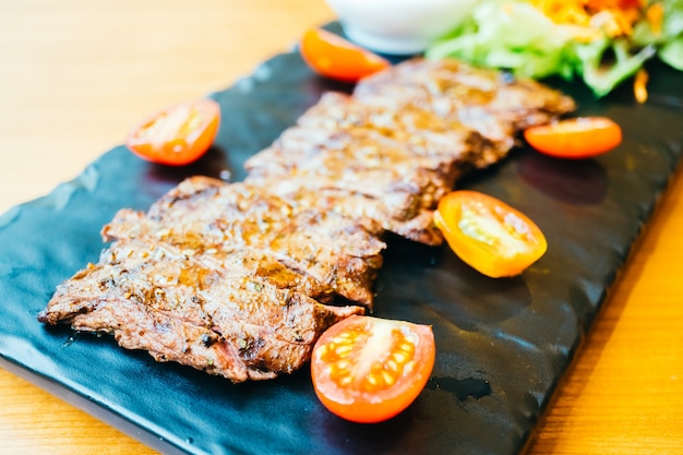 Grilled beef meat steak with vegetable