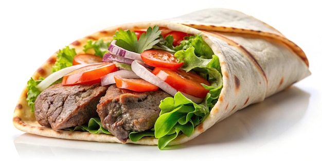 Photo grilled beef pita wrap