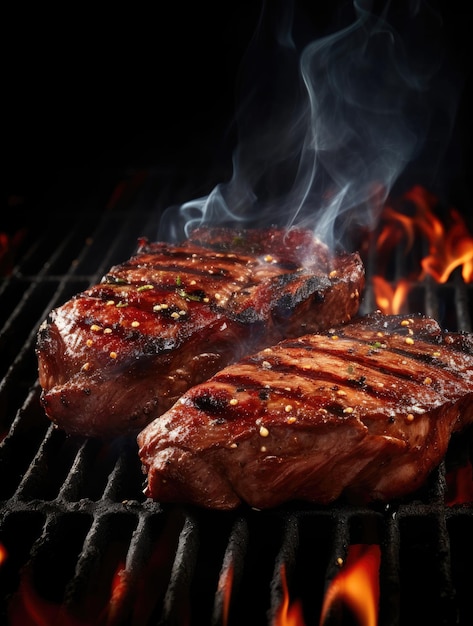 Grilled beef steaks with chilli and salt