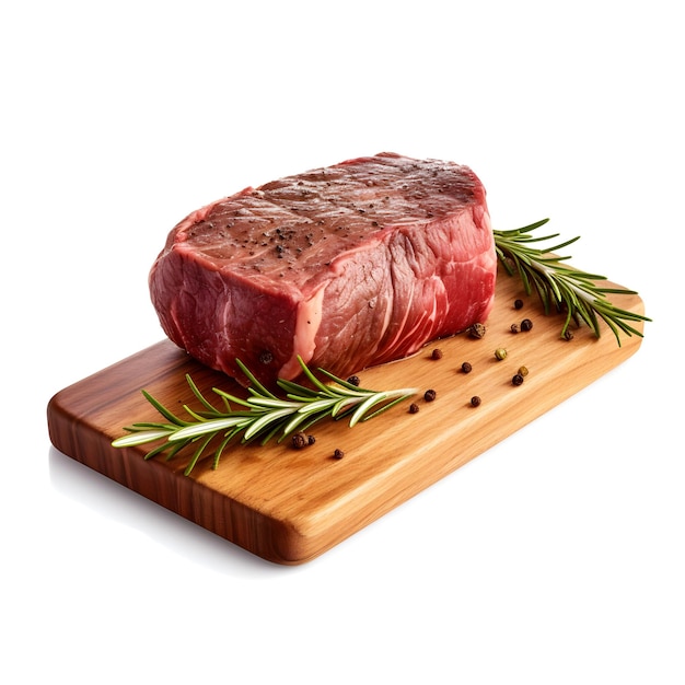 Grilled beef steaks with spices on wooden cutting board