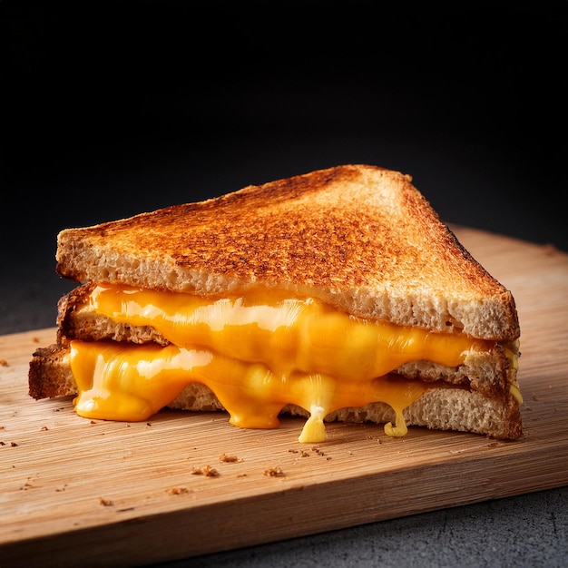 a grilled cheese sandwich is on a cutting board