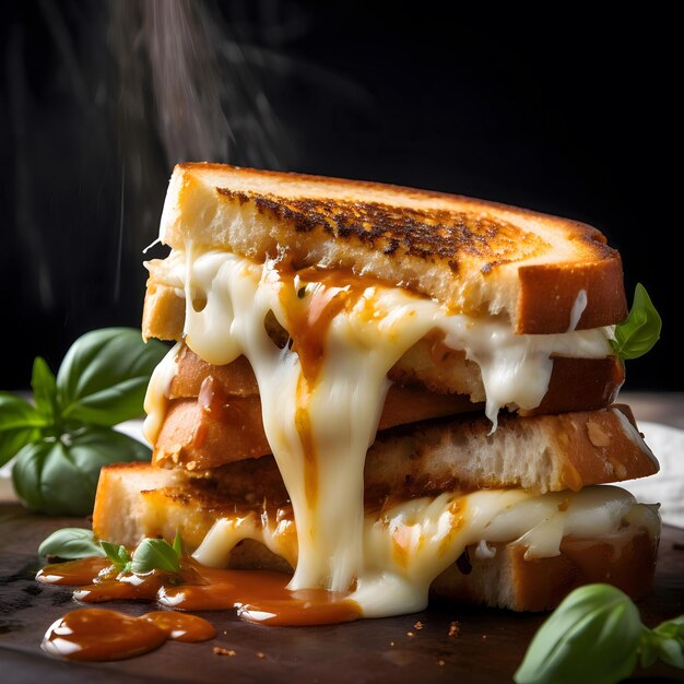 Photo grilled cheese sandwich with melted cheese