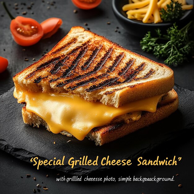 Photo grilled cheese sandwich wooden background melted cheese