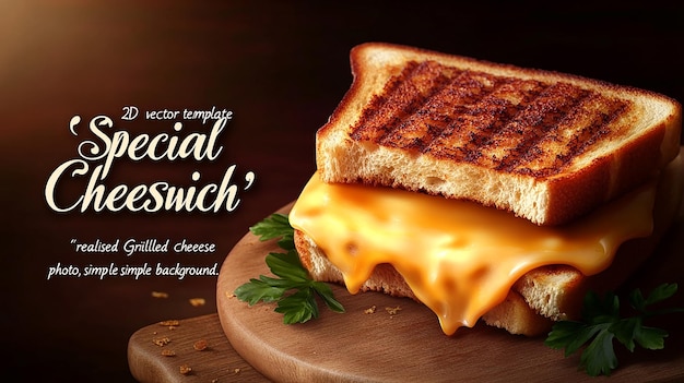 Photo grilled cheese sandwich wooden background melted cheese