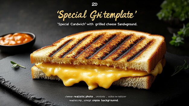 Photo grilled cheese sandwich wooden background melted cheese