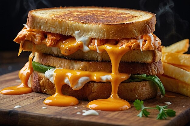 Grilled cheese with buffalo chicken and ranch