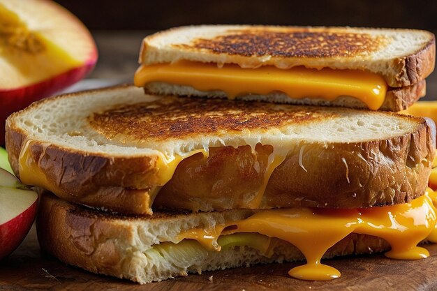 Grilled cheese with cheddar and apple slices