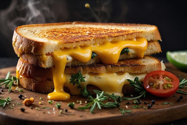 Photo grilled cheese with herbs and spices