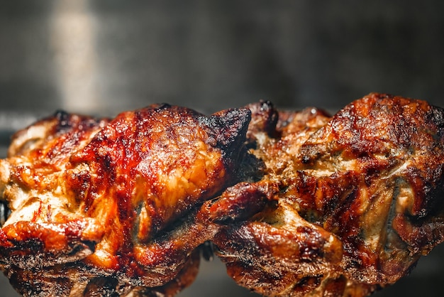 Grilled chicken are fried in oven selective focus