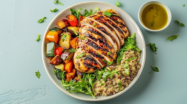 Grilled Chicken Breast with Roasted Vegetables Healthy Meal